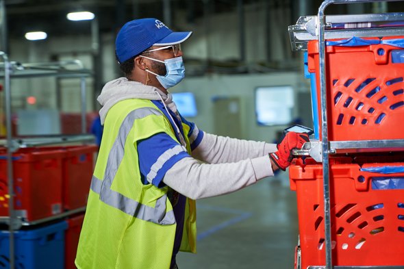Nestable containers produced by Utz at Kroger's warehouse