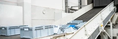 Used containers transported to grinding mill