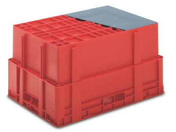 Red nestable tote with reinforced base